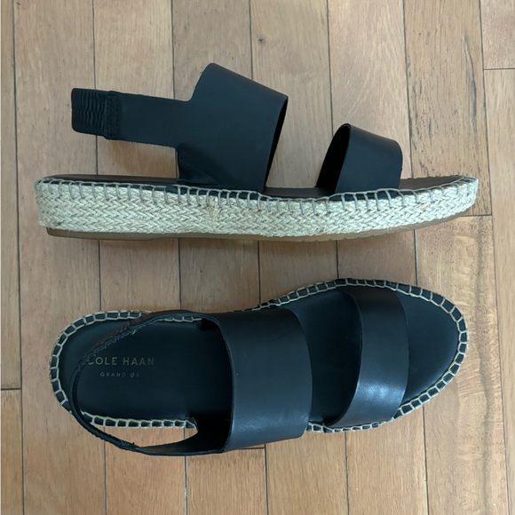 Cole Haan Black Espadrilles Sandals Cloudfeel W9 - Picture 5 of 11